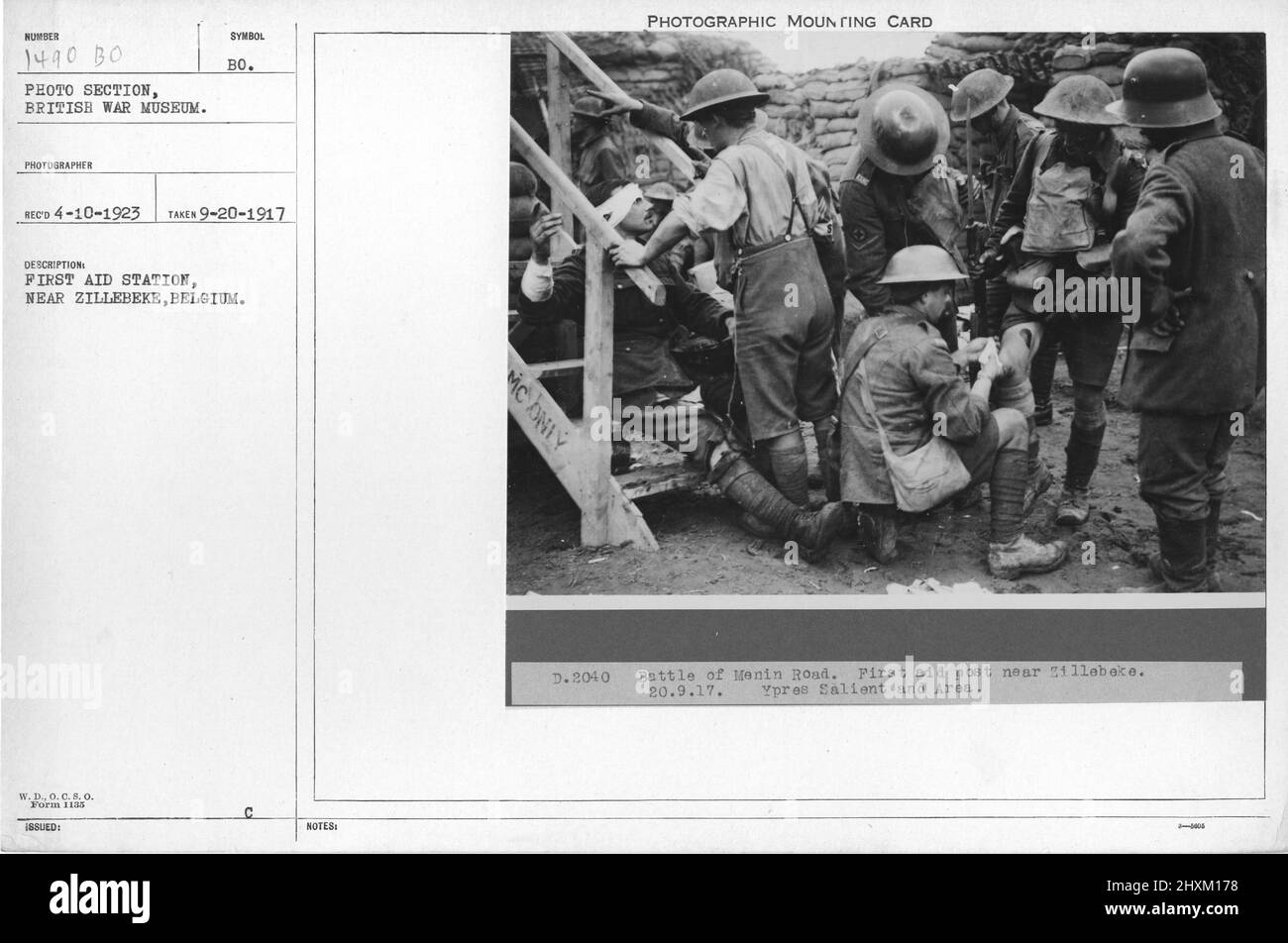 Station de premiers secours, près de Zillebeke, Belgique. Collection de photographies de la première Guerre mondiale, 1914-1918 qui décrivent les activités militaires des forces armées et du personnel britanniques et d'autres nations pendant la première Guerre mondiale Banque D'Images