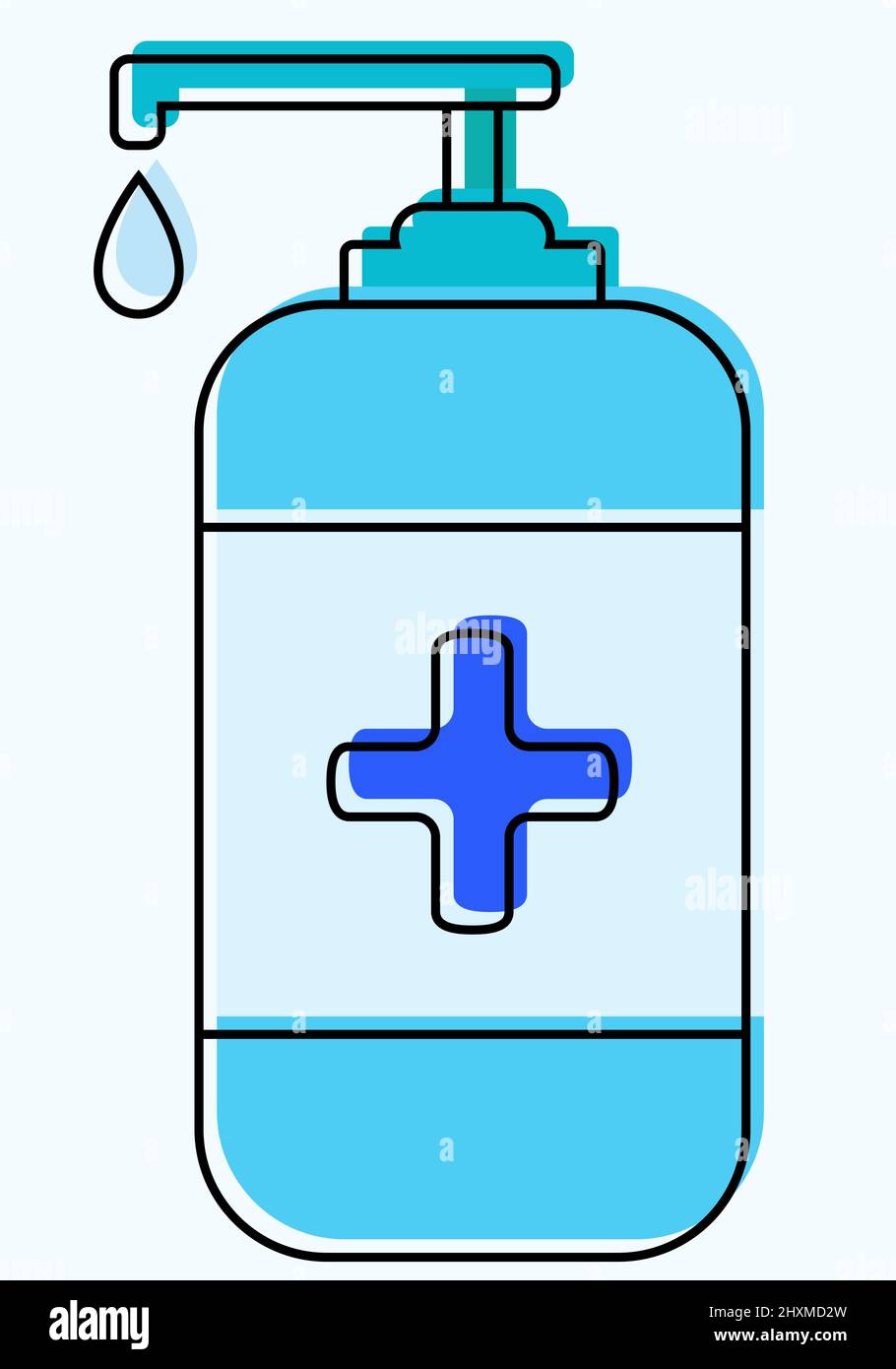 Illustration du vecteur du flacon de solution désinfectante. Gel liquide antiseptique Illustration de Vecteur