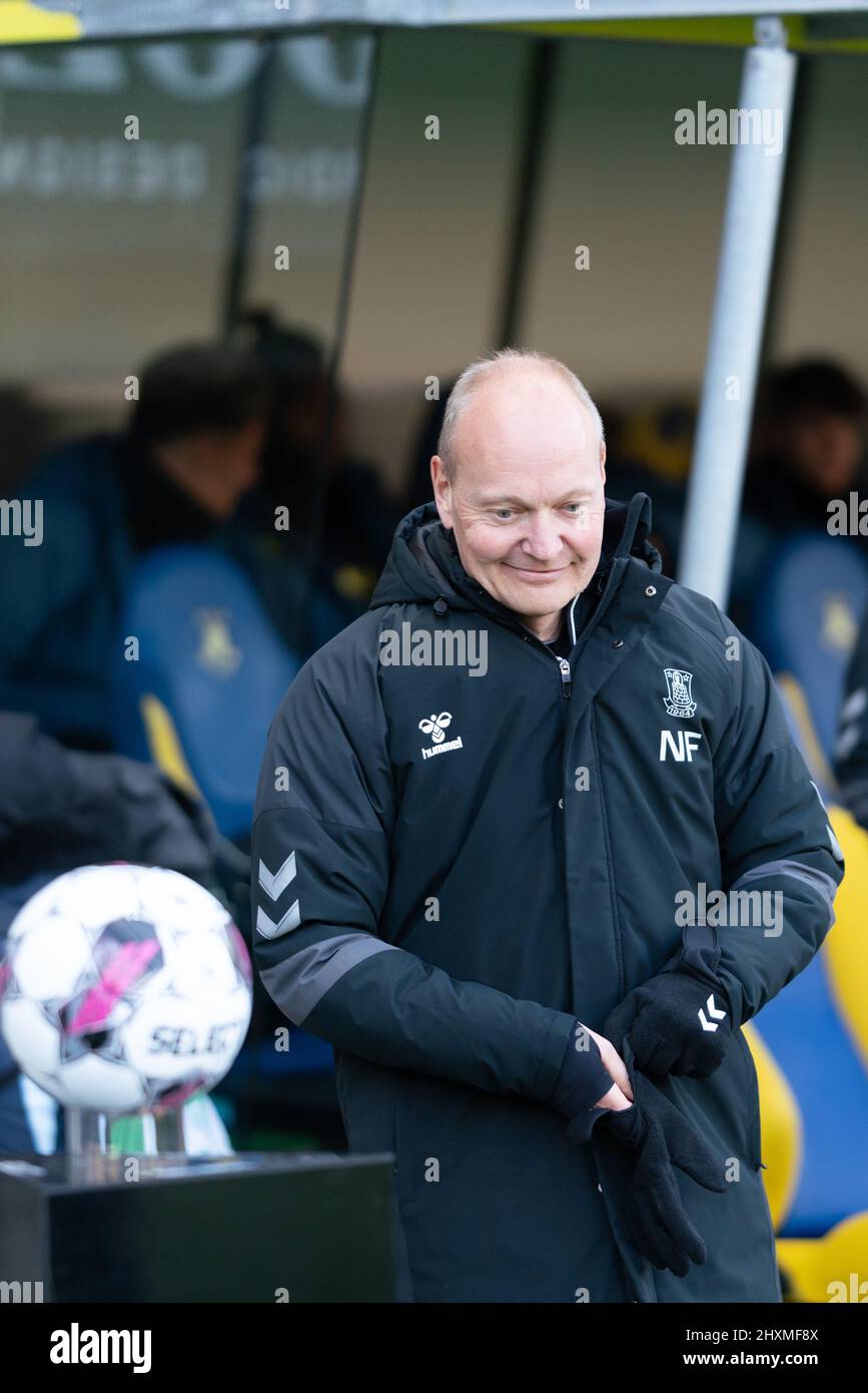 Brondby, Danemark. 13th mars 2022. Niels Frederiksen, entraîneur-chef de Broendby, S'IL a été vu lors du match Superliga 3F entre Broendby IF et Aarhus GF au stade Brondby. (Crédit photo : Gonzales photo/Alamy Live News Banque D'Images