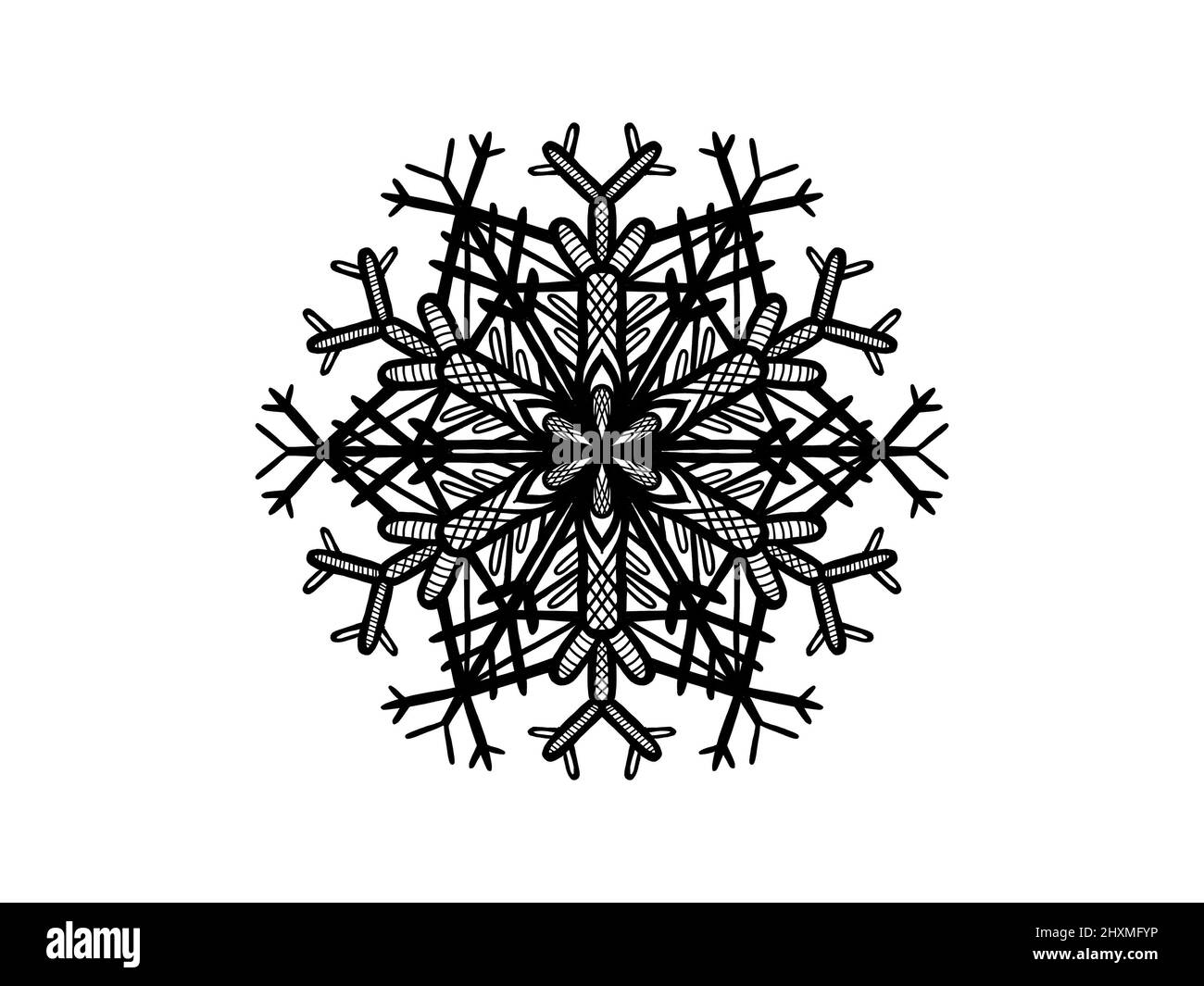 illustration de flocon de neige noir sur blanc Banque D'Images