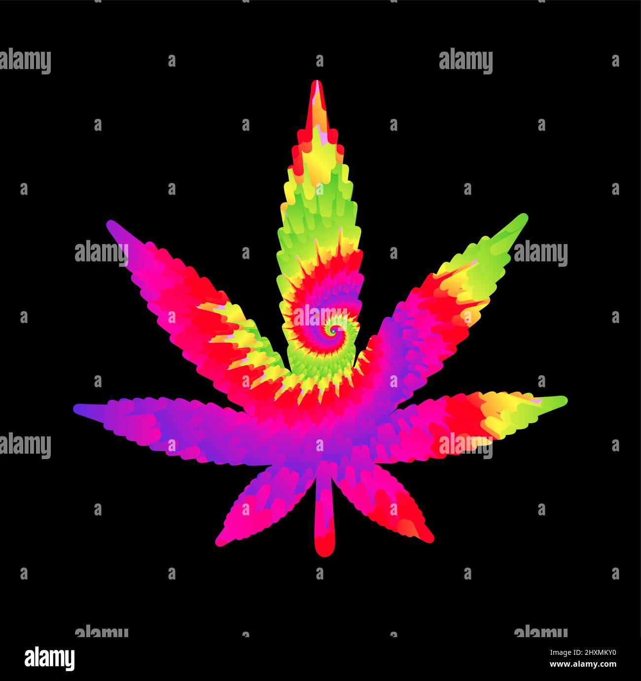 Teinture de cravate psychédélique surréaliste herbe feuille.Vector tiedye dessin animé personnage illustration logo Art. Groovy weed feuille,cannabis,marijuana cravate dy,hippie,60s,70s,trippy imprimé pour t-shirt,poster,logo art concept Illustration de Vecteur
