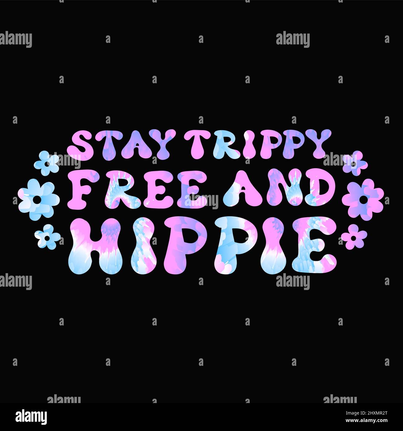 Séjour trippy, gratuit et prix hippie. Police psychédélique de teinture de cravate lettering.Vector tiedye illustration logo.hippie,60s,70s,groovy,teintures de cravate psychédélique,impression triptyque pour t-shirt,poster,sticker concept Illustration de Vecteur