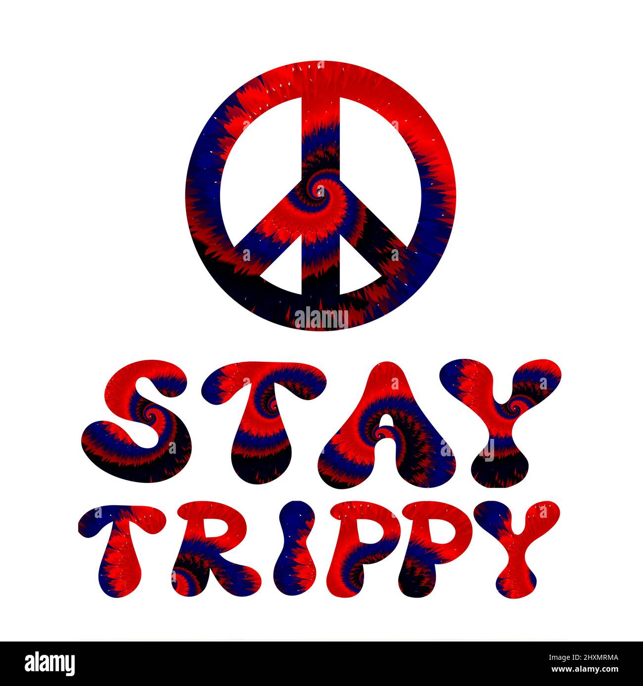 Offre séjour trippy. Tie teye psychédélique police surréaliste.Vector tiedye illustration logo.Stay trippy slogan text.60s,70s,groovy,Tie teye psychédélique,lsd acid print pour t-shirt,poster,sticker concept Illustration de Vecteur