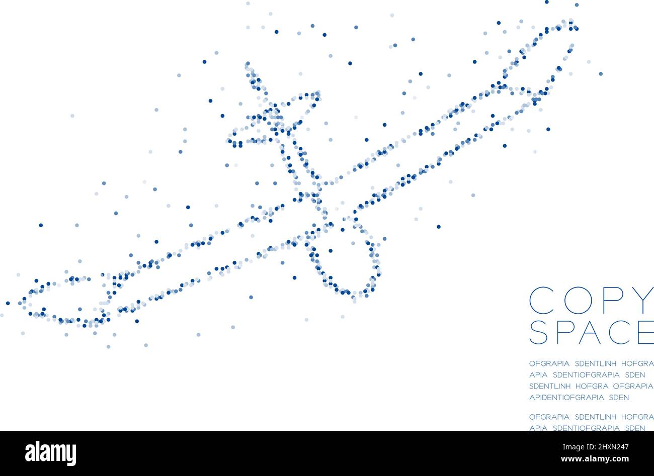 Résumé géométrique cercle point molécule modèle de particules Glider forme de plan, VR technologie Voyage concept design bleu illustration isola Illustration de Vecteur