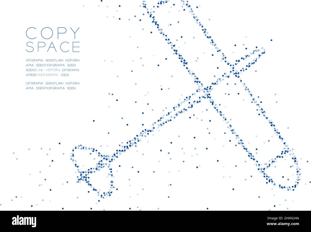 Résumé géométrique cercle point molécule modèle de particules Glider forme de plan, VR technologie Voyage concept design bleu illustration isola Illustration de Vecteur