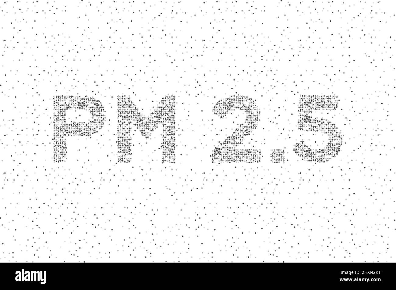 PM 2,5 text Résumé cercle géométrique point pixel motif, pollution concept dessin noir couleur illustration isolée sur fond blanc avec copie spac Illustration de Vecteur