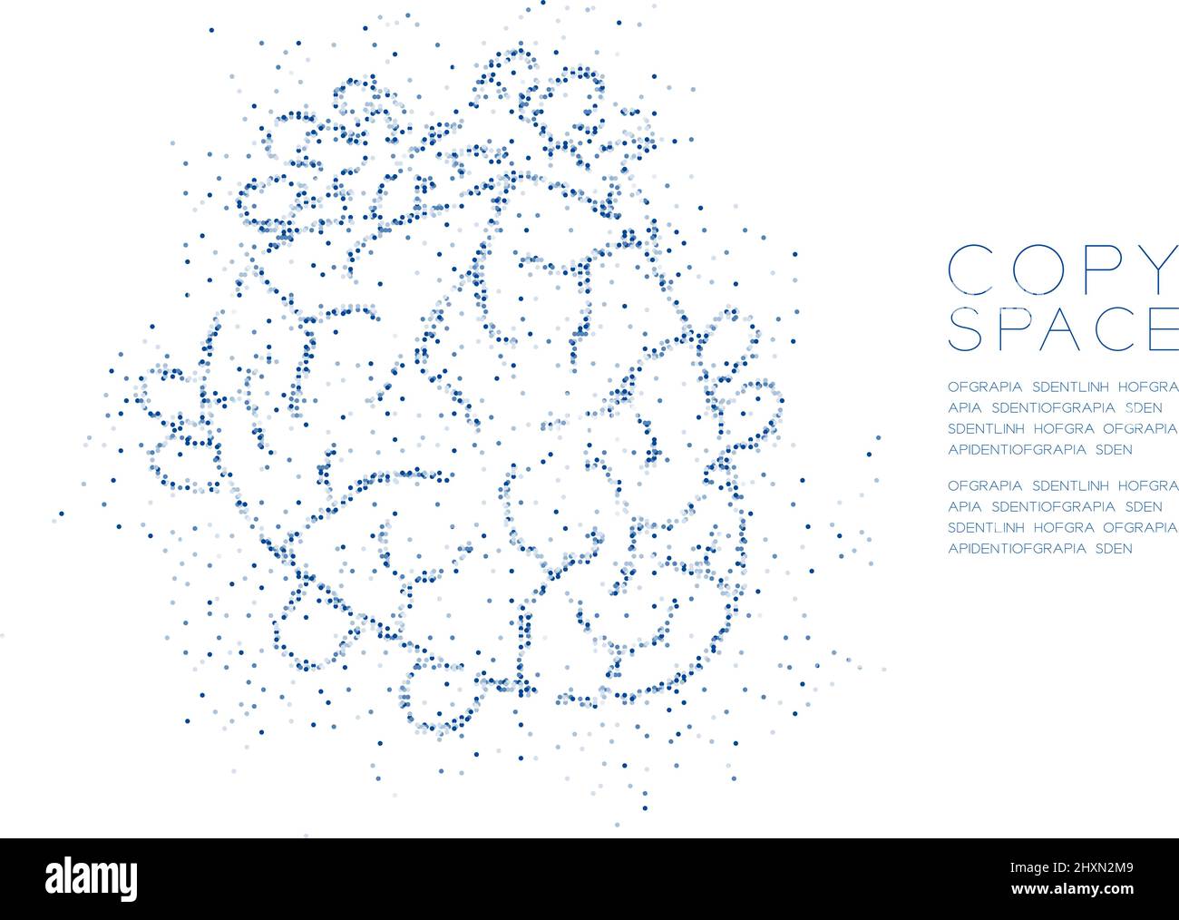 Forme de coeur abstrait cercle géométrique point pixel motif, science médicale concept d'organe dessin de couleur bleue illustration isolée sur fond blanc avec Illustration de Vecteur