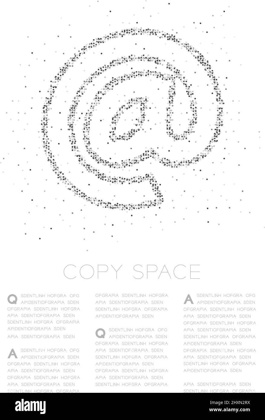 Résumé géométrique cercle point pixel motif au signe icône, en ligne concept dessin noir couleur illustration sur fond blanc avec espace de copie, vecteur e Illustration de Vecteur