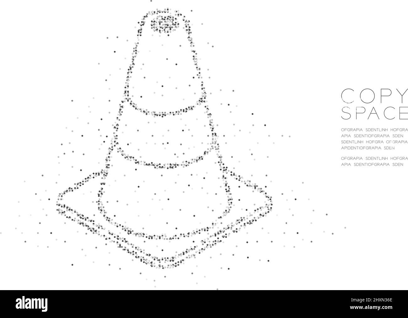 Résumé géométrique cercle point pixel motif cône de trafic, équipement de transport concept design noir couleur illustration sur fond blanc avec co Illustration de Vecteur