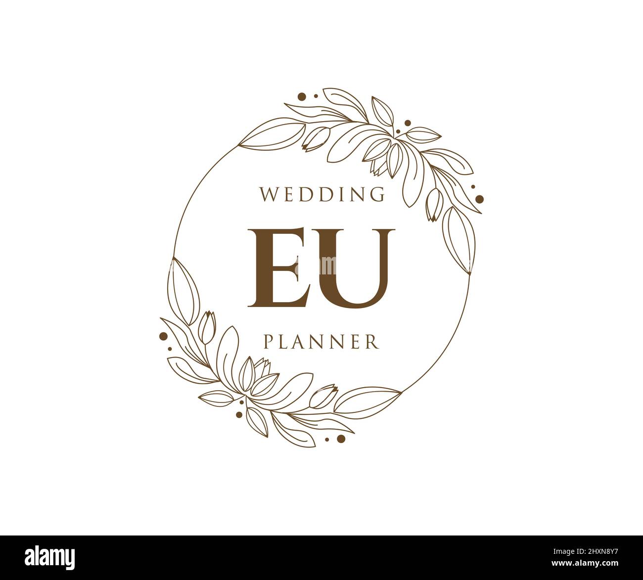 Lettre initiale de l'UE Collection de logos de monogramme de mariage, modèles minimalistes et floraux dessinés à la main pour cartes d'invitation, Save the Date, élégant Illustration de Vecteur