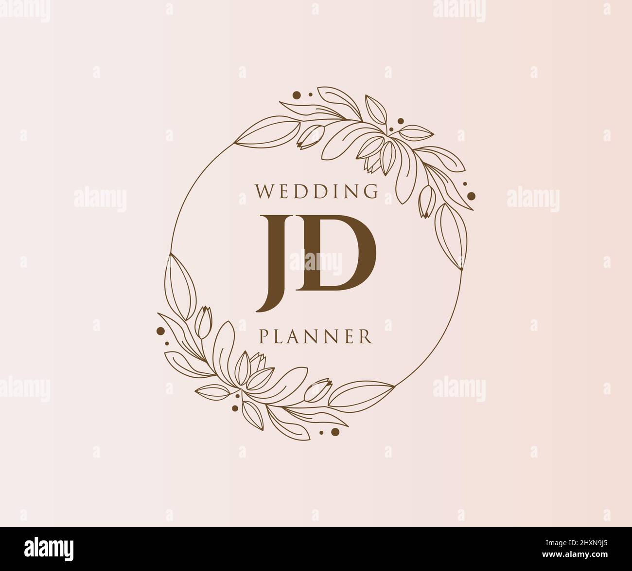 JD initiales lettre mariage monogramme collection de logos, dessin à la main moderne minimaliste et modèles floraux pour cartes d'invitation, Save the Date, élégant Illustration de Vecteur