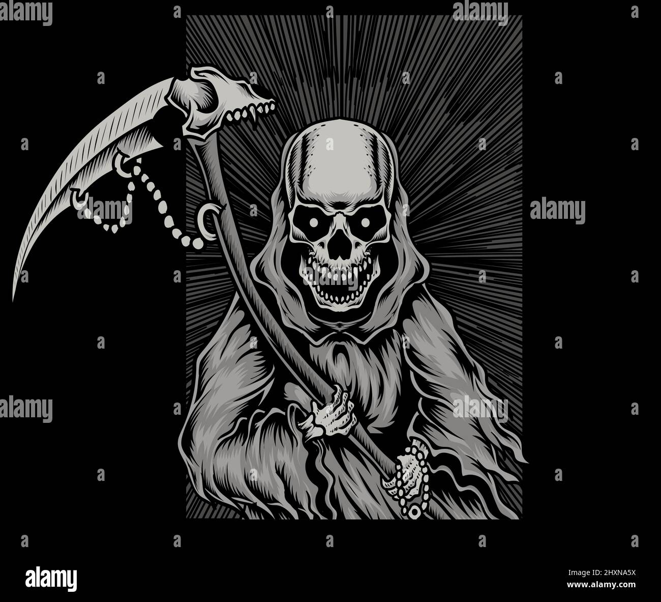 illustration crâne d'ange de mort effrayant Illustration de Vecteur