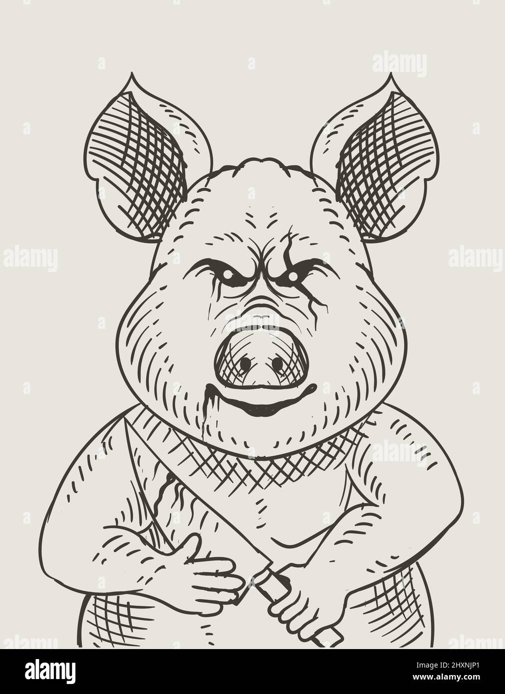 illustration vintage grig style gravure Illustration de Vecteur