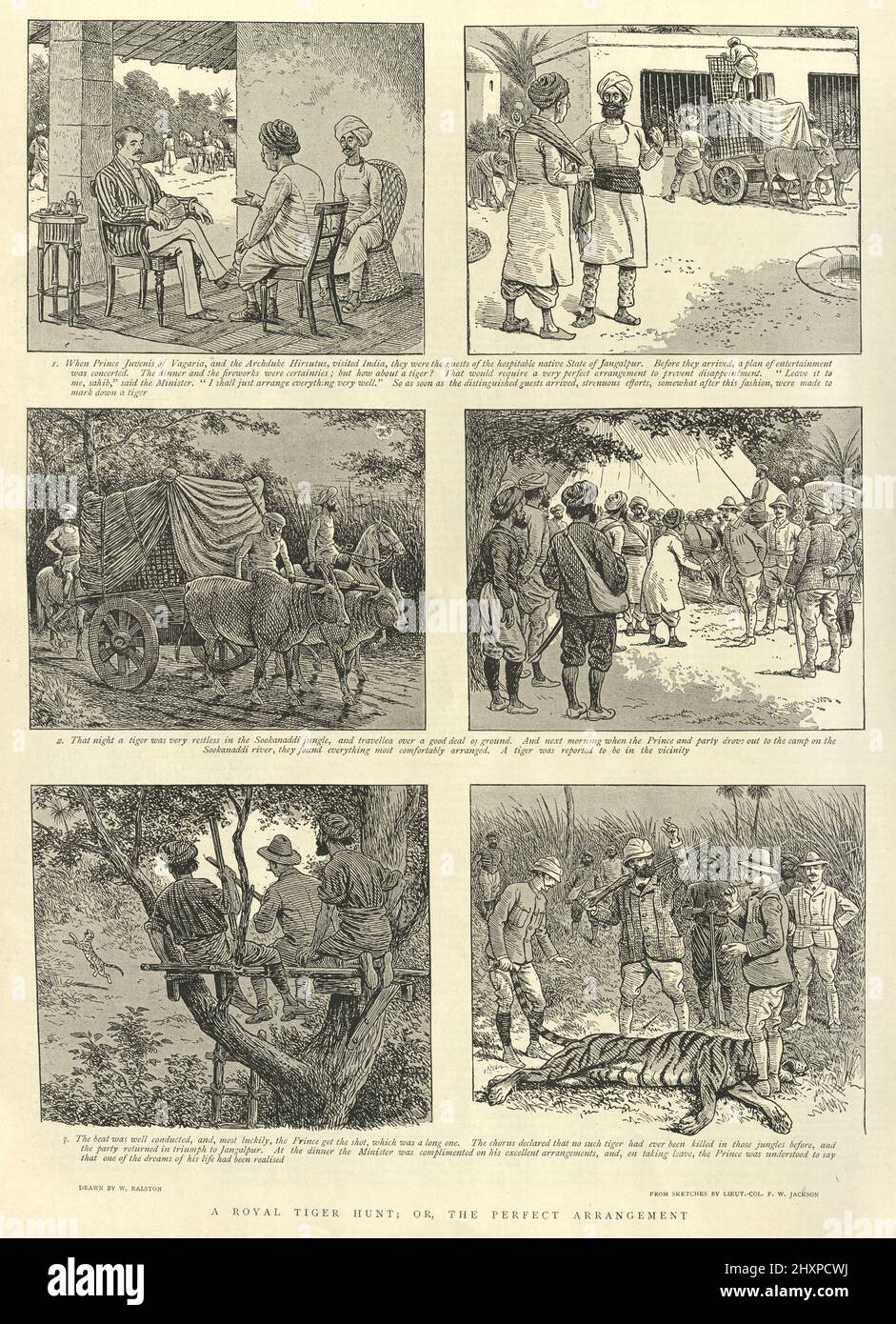 Une chasse royale au tigar en Inde, victorienne 19th siècle Banque D'Images