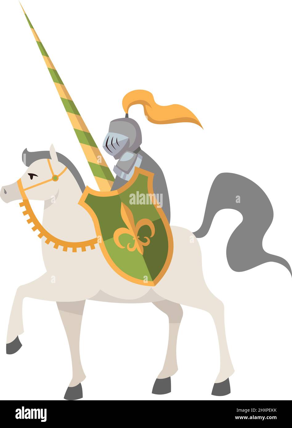 Chevalier de conte de fées avec bouclier héraldique à cheval Illustration de Vecteur
