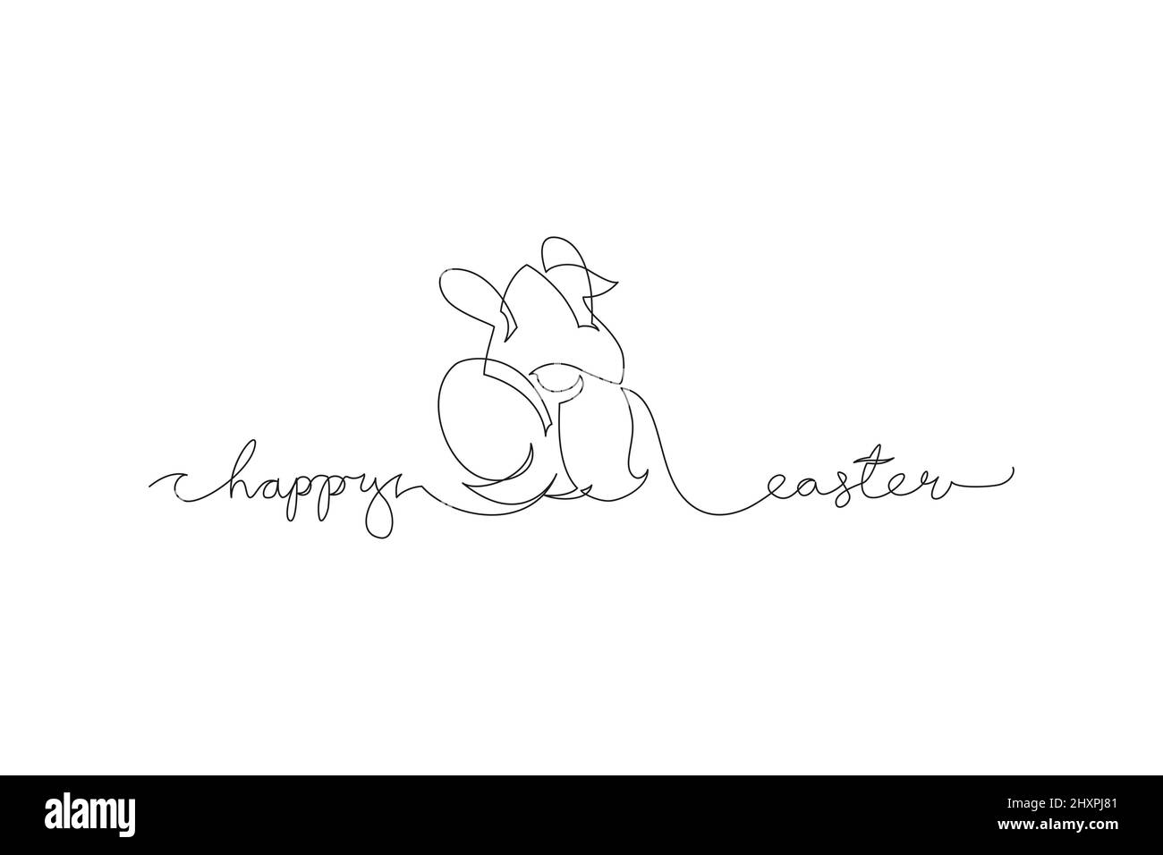 Illustration vectorielle bannière design jolis gnomes avec œufs pour Pâques et le printemps. Dessin de ligne continue d'illustration du lapin de Pâques. Illustration de Vecteur
