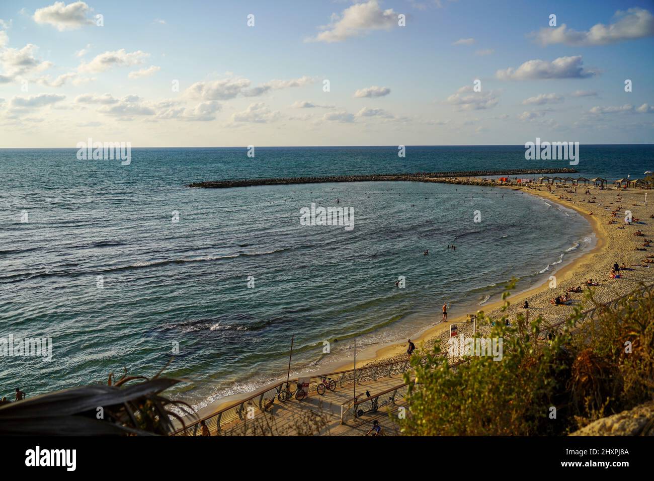 La plage « Hilton » de tel Aviv. Tel Aviv, Israël Banque D'Images