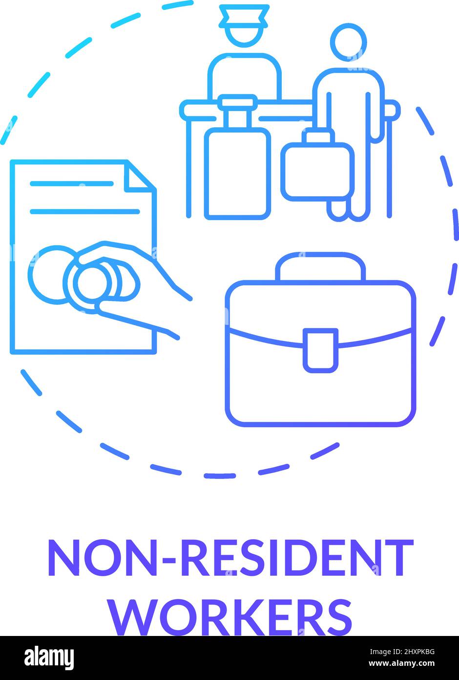 Icône de concept de gradient bleu pour les travailleurs non résidents Illustration de Vecteur