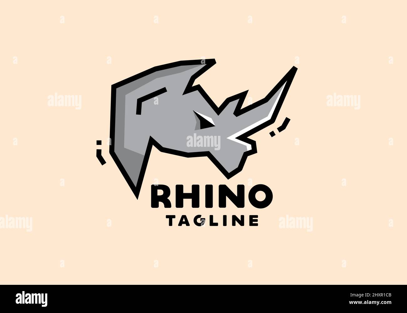 Style d'art rigide de la tête de rhinocéros Illustration de Vecteur