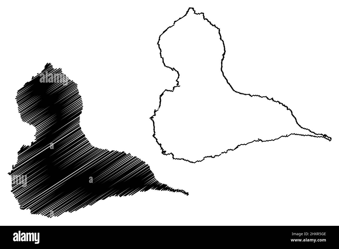 Îles de Grande-Terre (France, République française, archipel de la Guadeloupe, îles Leeward, Petites Antilles) carte illustration vectorielle, scribble sketch Gran Illustration de Vecteur