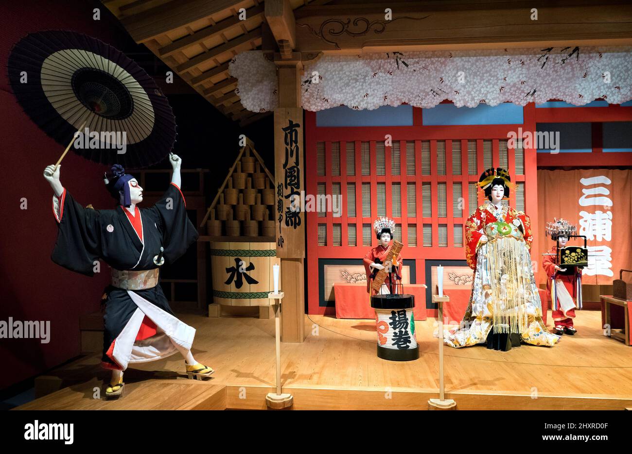 Japon, île de Honshu, Kanto, Tokyo, le musée Edo-Tokyo, Reconstitution du théâtre Kabuki. Banque D'Images
