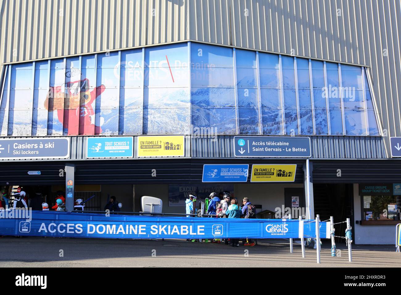 Point de passage des télécabines Saint-Gervais - le Bettex. Saint-Gervais-les-bains. Haute-Savoie. Auvergne-Rhône-Alpes. Haute-Savoie. France. Banque D'Images