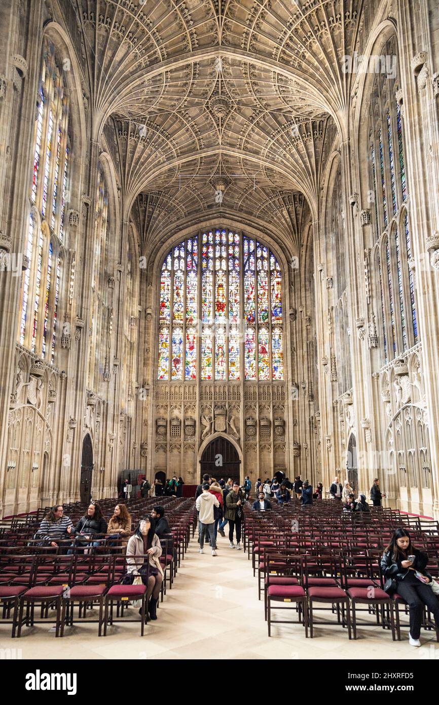 Intérieur de la chapelle King's College de l'université de Cambridge, Cambridge, Royaume-Uni Banque D'Images