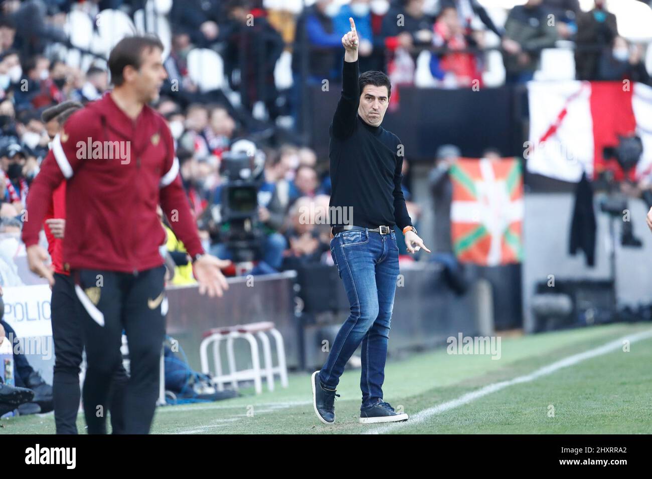 Andoni Iraola, entraîneur de Rayo Vallecano pendant le championnat d'Espagne la Ligue de football match entre Rayo Vallecano et Sevilla FC le 13 mars 2022 à l'Estadio de Vallecas à Madrid, Espagne - photo: Oscar Barroso/DPPI/LiveMedia Banque D'Images