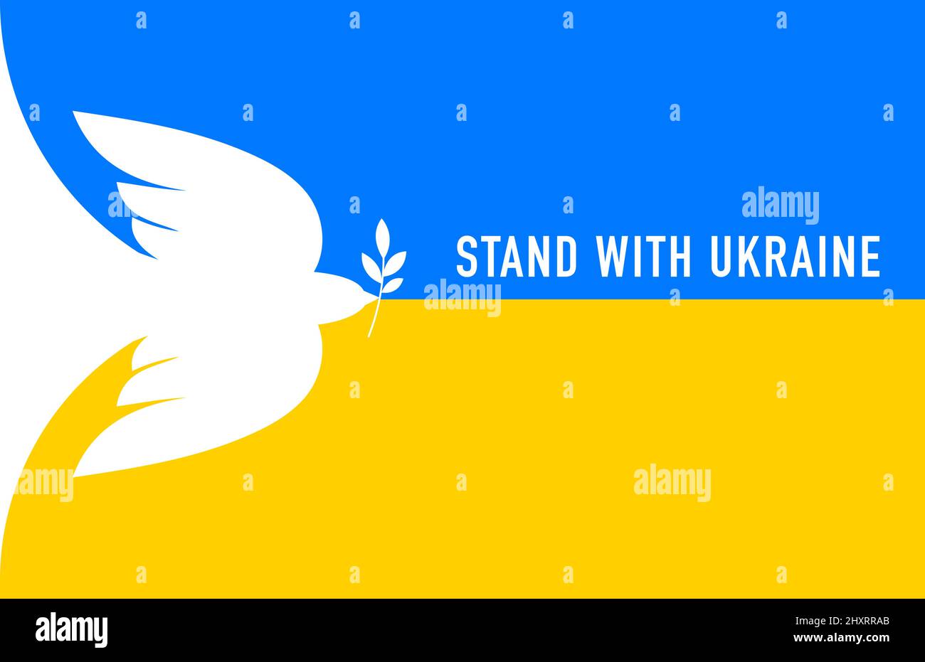 Oiseau volant, colombe comme un symbole de paix. Support Ukraine, Stand with Ukraine bannière et affiche en jaune et bleu couleurs Illustration de Vecteur