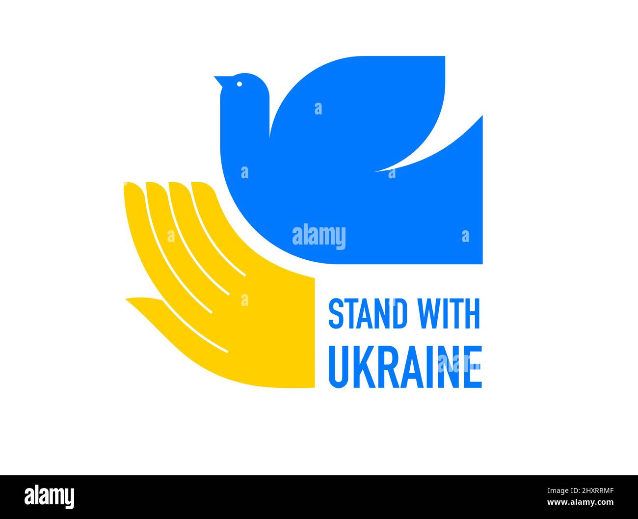 Oiseau volant, colombe comme un symbole de paix. Support Ukraine, Stand with Ukraine bannière et affiche en jaune et bleu couleurs Illustration de Vecteur