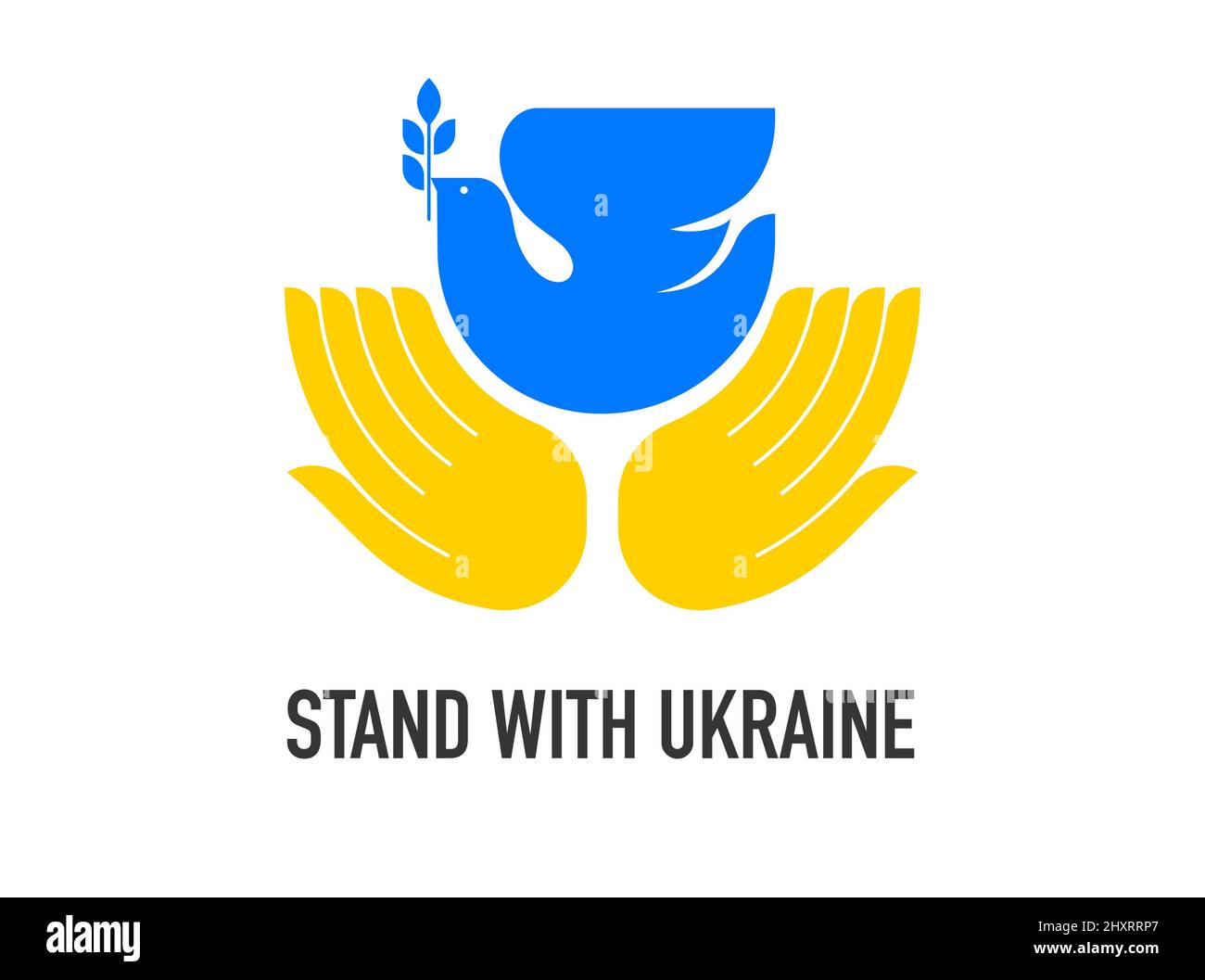 Oiseau volant, colombe comme un symbole de paix. Support Ukraine, Stand with Ukraine bannière et affiche en jaune et bleu couleurs Illustration de Vecteur