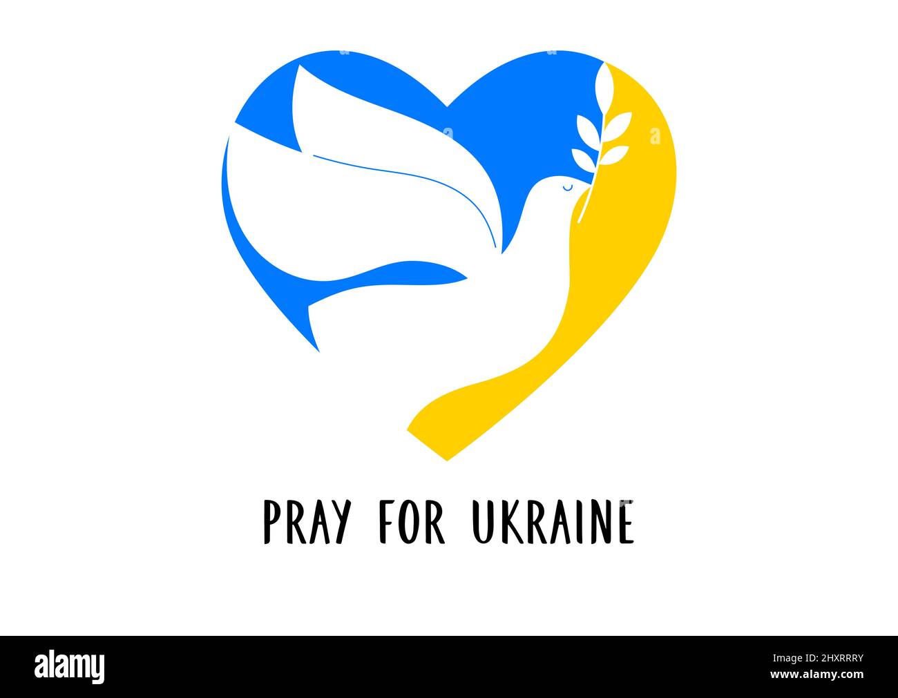 Oiseau volant, colombe comme un symbole de paix. Support Ukraine, Stand with Ukraine bannière et affiche en jaune et bleu couleurs Illustration de Vecteur