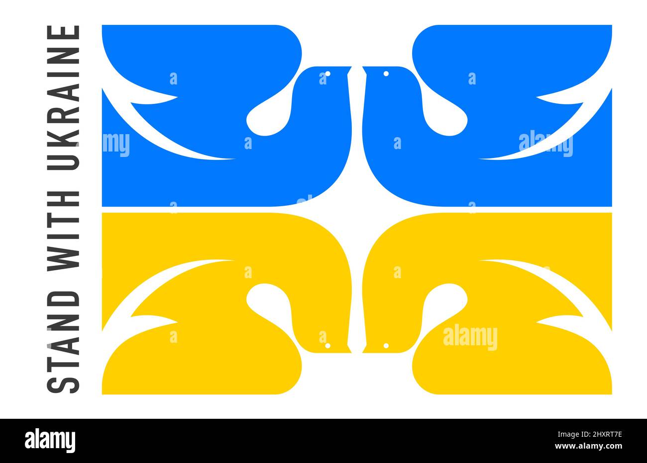 Oiseau volant, colombe comme un symbole de paix. Support Ukraine, Stand with Ukraine bannière et affiche en jaune et bleu couleurs Illustration de Vecteur