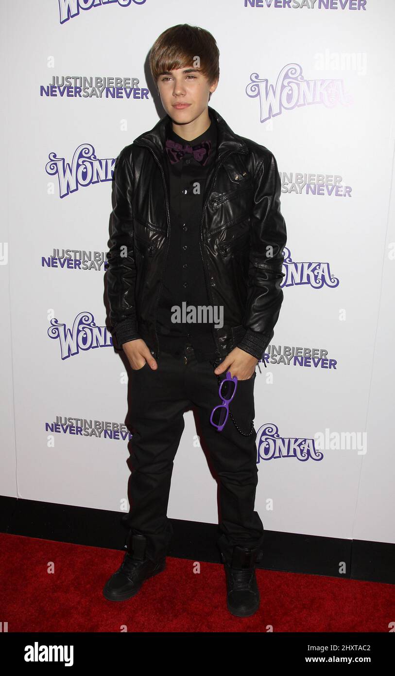 Justin Bieber lors de la projection à New York de 'Justin Bieber: Never say Never' au Regal E-Walk Stadium 13 à New York. Banque D'Images