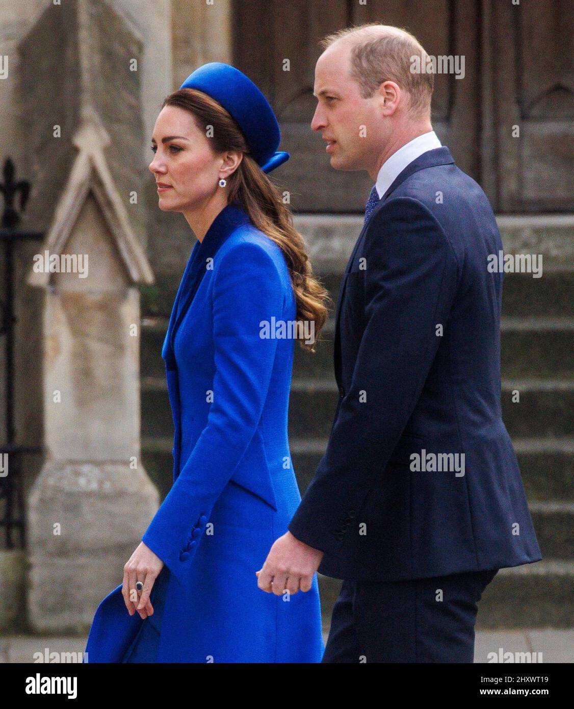 Londres, Royaume-Uni. 14th mars 2022. Le duc et la duchesse de Cambridge arrivent à l'abbaye de Westminster pour le service du Commonwealth. Crédit : Mark Thomas/Alay Live News Banque D'Images