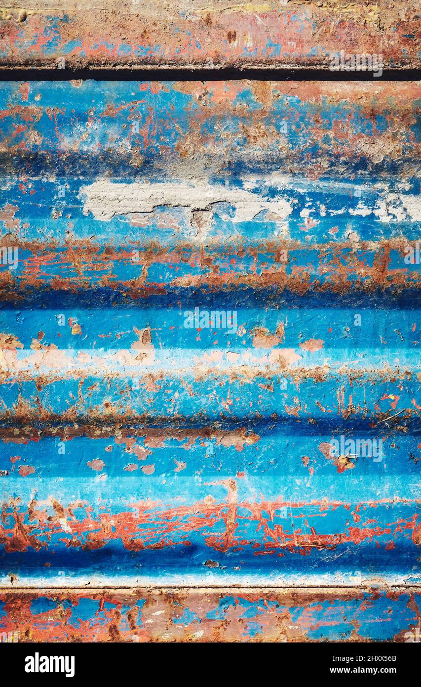 Mur, arrière-plan ou texture en métal rouillé sale. Banque D'Images