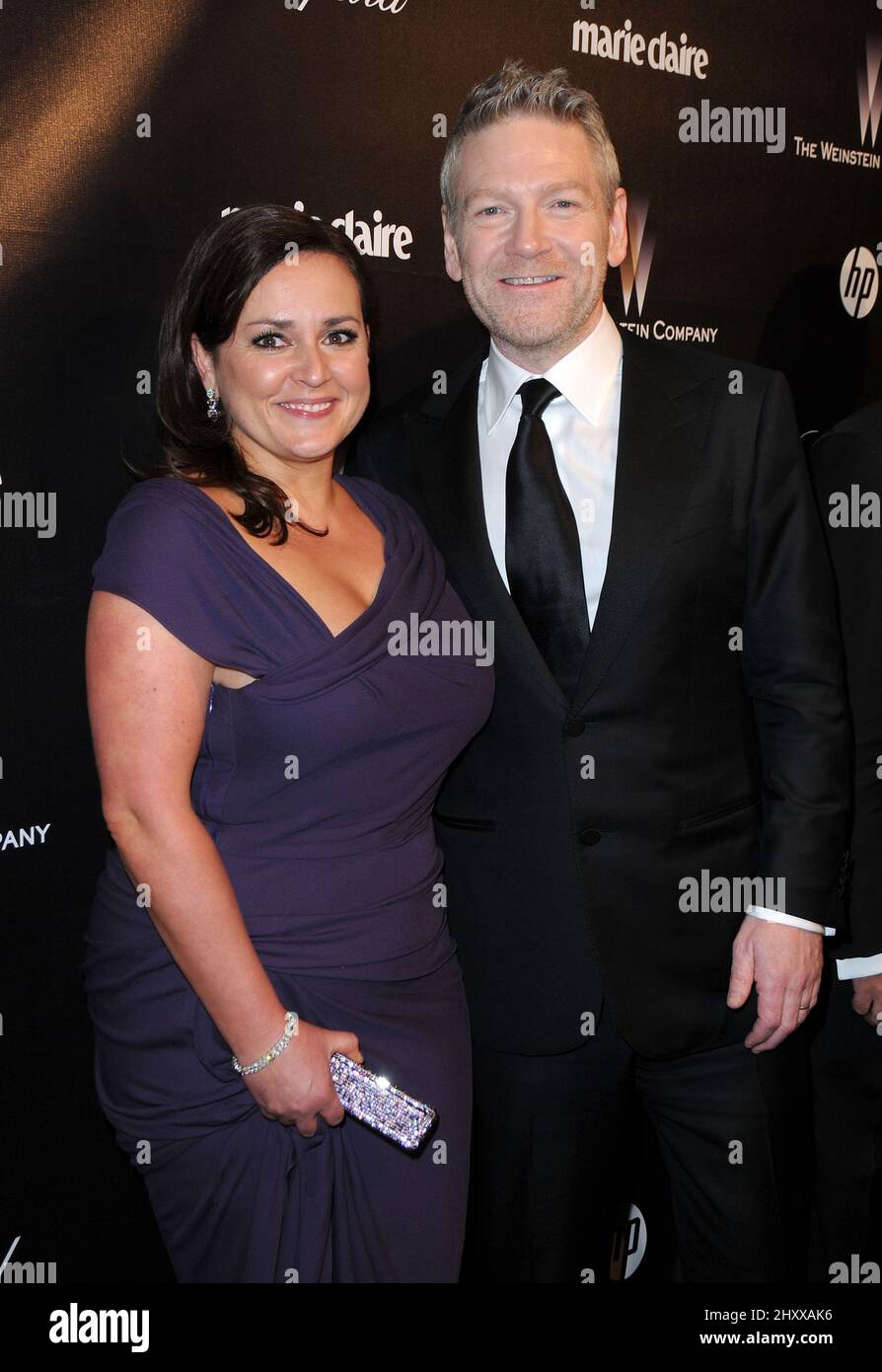 Kenneth Branagh et la femme Lindsay Brunnock pendant la Weinstein Company Golden Globes après la fête tenue au Bar 210 à l'hôtel Beverly Hilton, Californie Banque D'Images