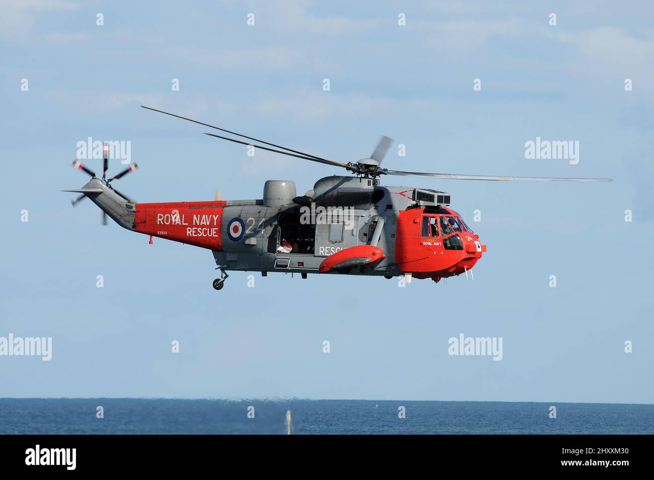 Hélicoptère Sea King de sauvetage de la Marine royale. Banque D'Images