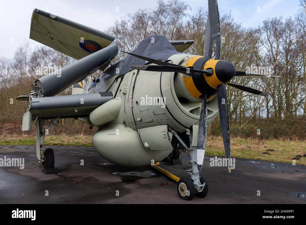 York.Yorkshire.Royaume-Uni.février 16th 2022.A Fairey Gannet AEW.3 anciennement utilisé par la Royal Navy est exposé au mueseum de l'air du Yorkshire Banque D'Images