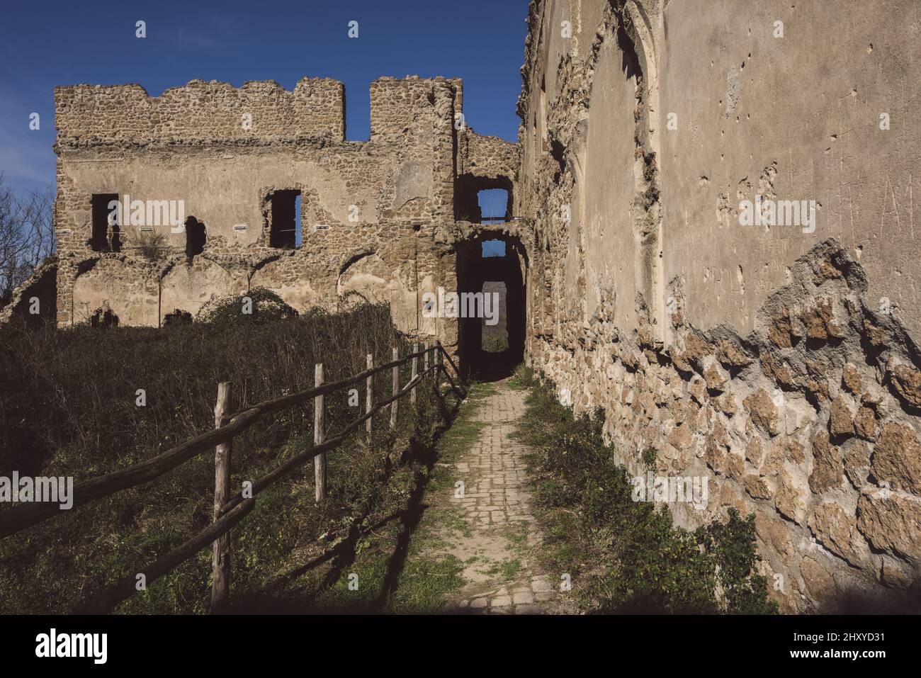 Bâtiment en ruines à Canale monterano, Bracciano, Latium, Italie Banque D'Images