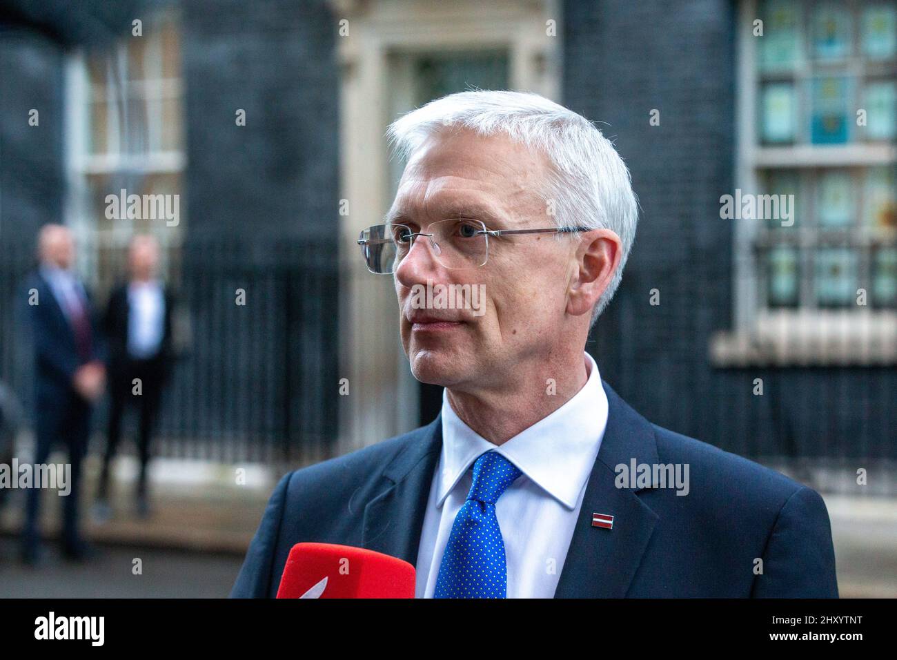 Londres, Angleterre, Royaume-Uni. 14th mars 2022. Le Premier ministre de Lettonie ARTURS KRISJANIS KARINS est vu parler à la presse au 10 Downing Street. (Credit image: © Tayfun Salci/ZUMA Press Wire) Credit: ZUMA Press, Inc./Alay Live News Banque D'Images