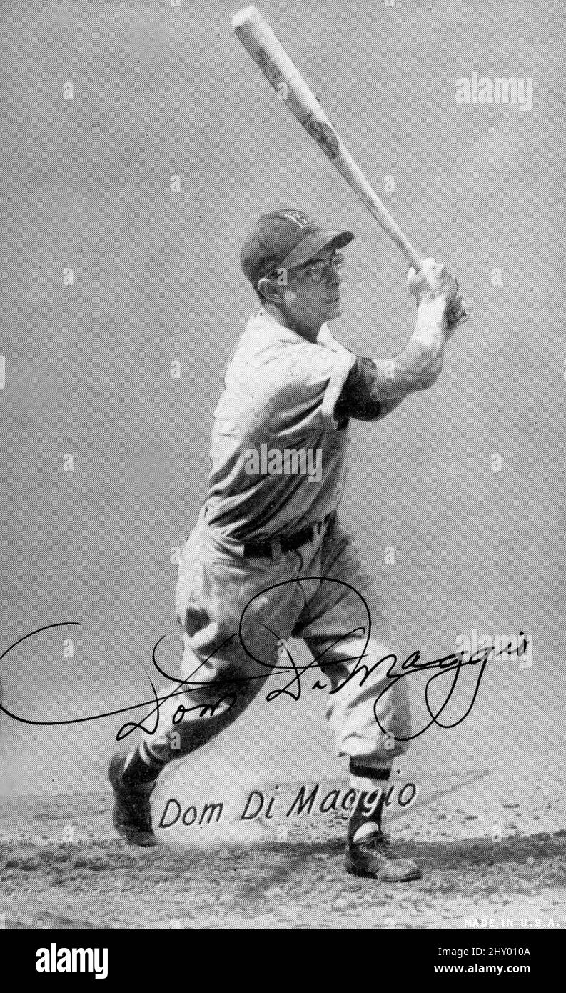 Carte de base-ball de l'exposition Era 1940s de Dom DiMaggio, frère de Joe DiMaggio, avec le Boston Red Sox. Banque D'Images
