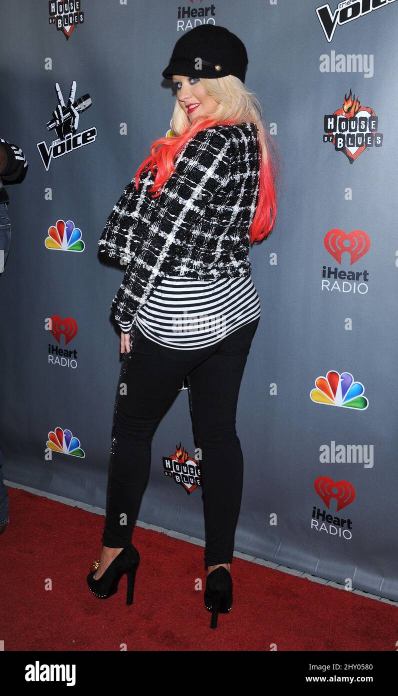 Christina Aguilera assiste aux arrivées de tapis rouge de la saison 3 de 'The Voice' à la House of Blues, Los Angeles. Banque D'Images