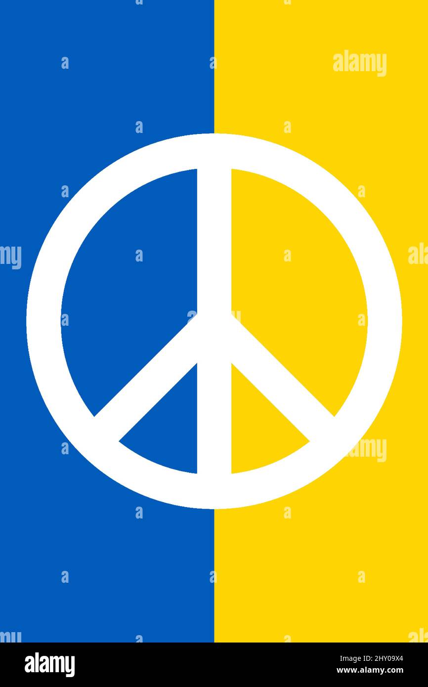 Drapeau de l'Ukraine avec symbole de paix. Symbole officiel du pays. Couleurs RVB officielles. Banque D'Images