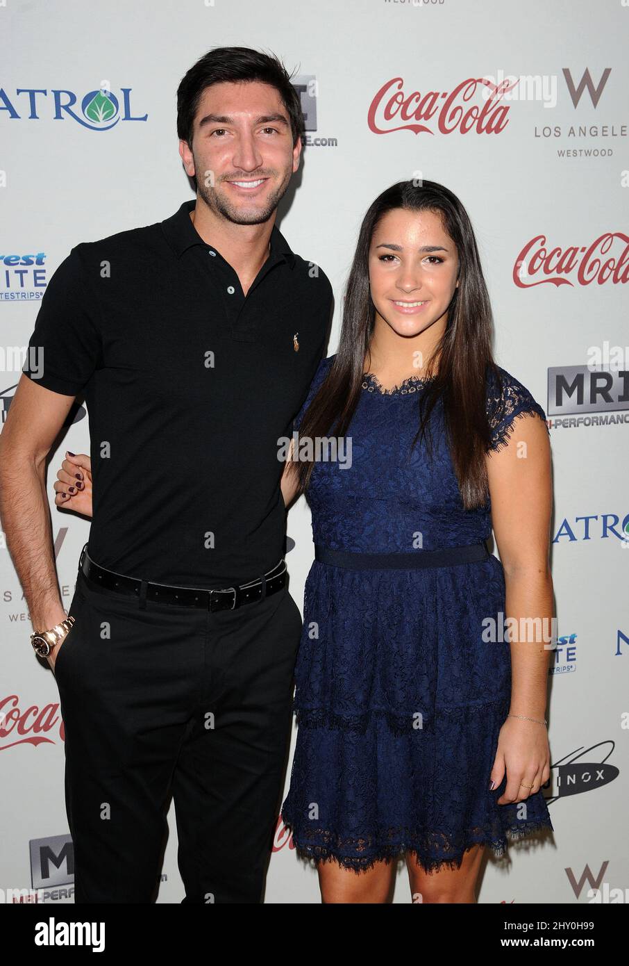 Evan Lysacek et Aly Raisman participant au Gala « l'or rencontre l'or » à l'Equinox, à Los Angeles, en Californie. Banque D'Images