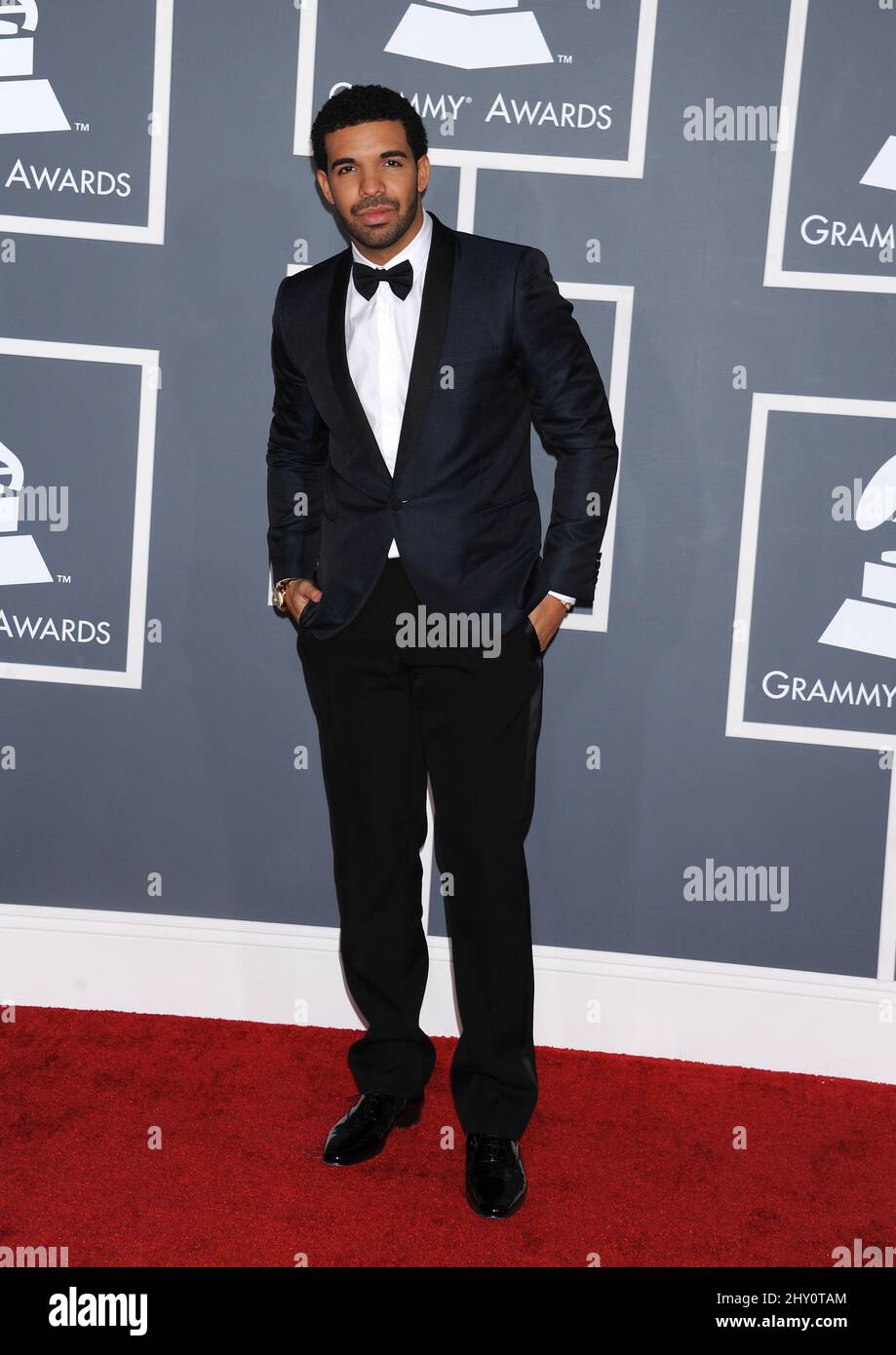 Drake arrive pour les Grammy Awards 55th qui se tiennent au Staples Center de Los Angeles. Banque D'Images
