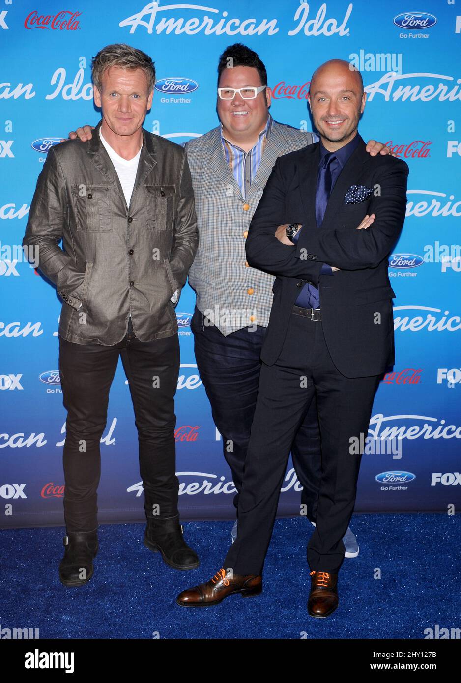 Gordon Ramsay, Graham Elliott et Joe Bastianich assistent à l'événement « Meet the American Idol Finalists » à Los Angeles, en Californie. Banque D'Images