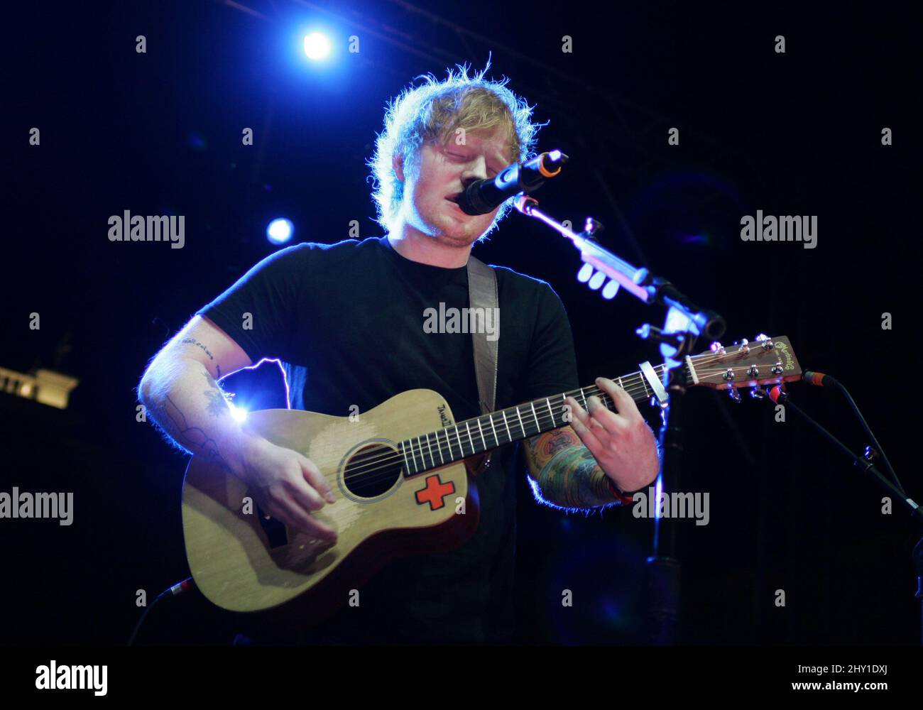 Ed Sheeran se produit à l'ouverture officielle de l'hôtel Nobu au Caesar's Palace de Las Vegas, Nevada. Banque D'Images