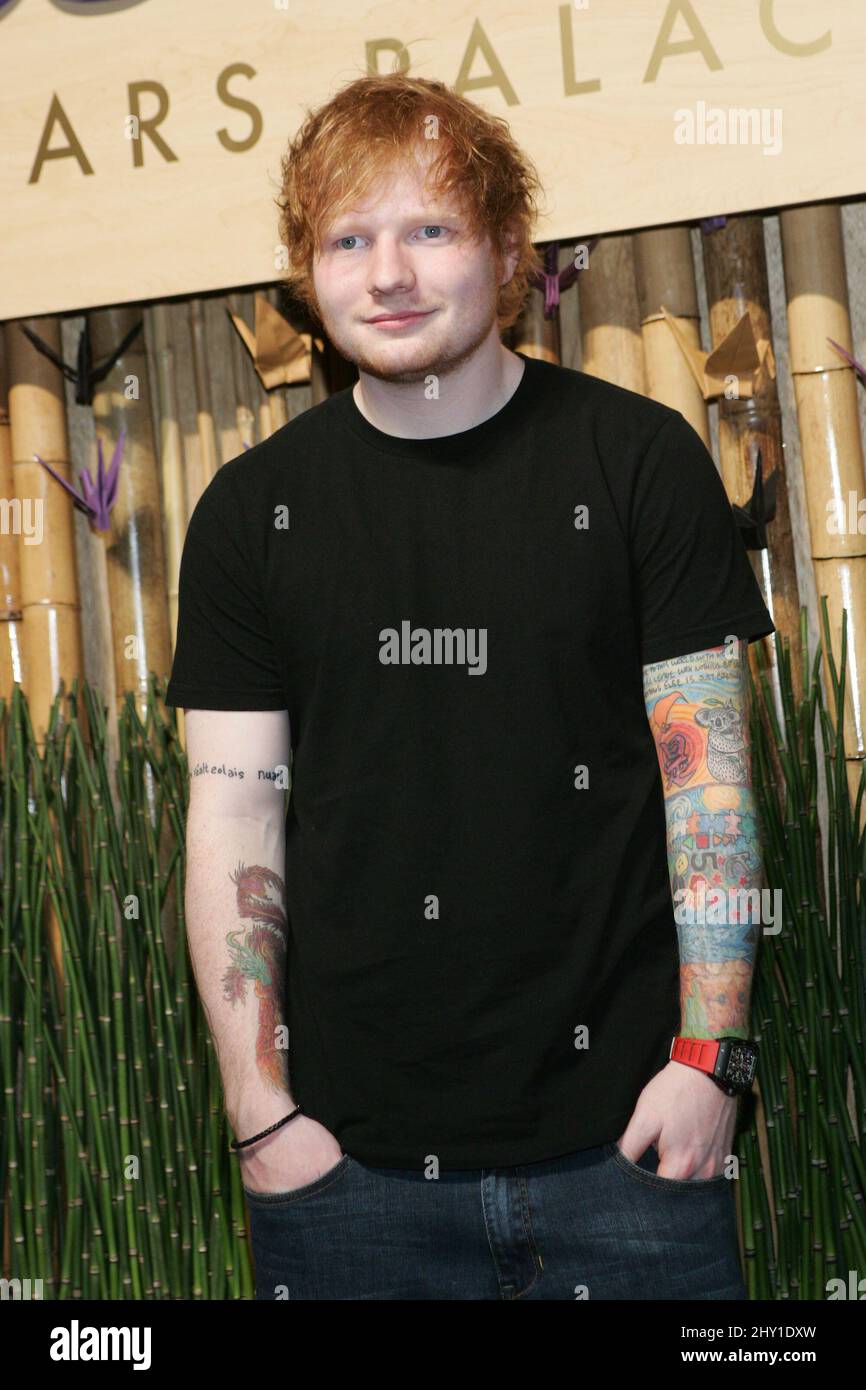 Ed Sheeran assistant à l'ouverture officielle de l'hôtel Nobu au Caesar's Palace de Las Vegas, Nevada. Banque D'Images