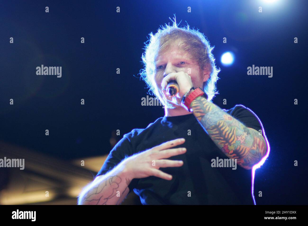 Ed Sheeran se produit à l'ouverture officielle de l'hôtel Nobu au Caesar's Palace de Las Vegas, Nevada. Banque D'Images